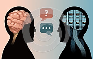 man talking with ai brain