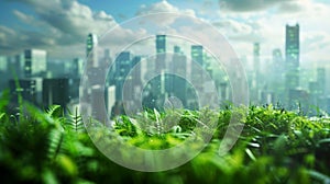 A futuristic image of a cityscape powered by clean and sustainable biofuels as envisioned by a keynote speaker at the