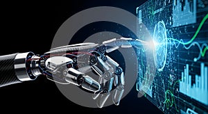 Robot Hand Interacting with Data Visualization
