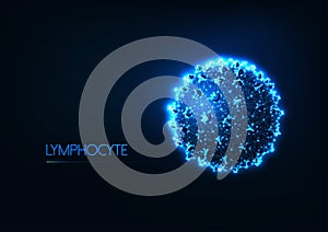 Futuristic immunology concept with glow low poly human lymphocyte white blood cell or cancer cell