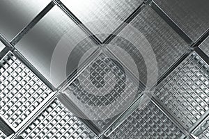 Futuristic industrial background made from brushed square metal shapes