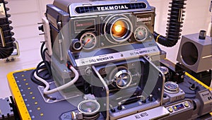 Futuristic industrial machine panel.