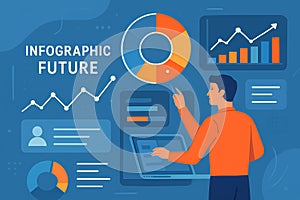 Futuristic infographic interface with interactive charts, AI generated