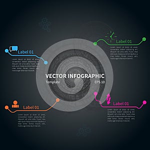 Futuristic infographic template with icons on the gray background.