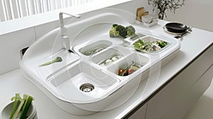 Futuristic Integrated Ceramic Kitchen Sink