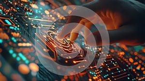 Futuristic Interaction with Digital Interface Unfolds Technology Vision