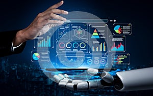 Futuristic Interaction Between Human Hand and Robot Hand with Data Analytics and Digital Interface Visualization in a