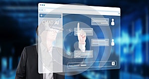 Futuristic Interface of a Chatbot in Virtual Environment Demonstrating Generative AI and Machine Learning Technologies