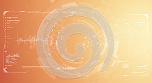 Futuristic interface with a circular, abstract design featuring digital graphs, nodes, and