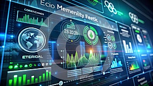 Futuristic Interface with Data Visualization and Earth Globe Hologram Display