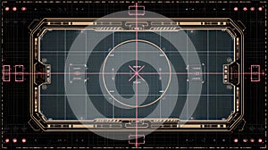 Futuristic Interface Design with Grid and Circular Elements