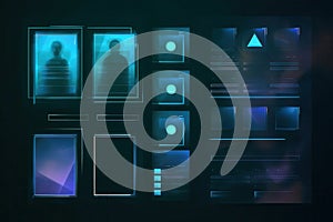 Futuristic Interface Design with Silhouettes and Geometric Elements