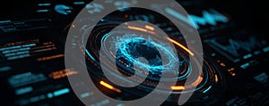 Futuristic interface digital dashboard data visualization virtual hud neon circle abstract technology cyber background sci fi
