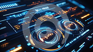 Futuristic interface displaying complex data analysis and innovative production