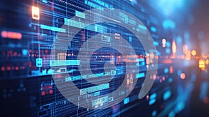 Futuristic interface displaying complex data streams for cyber security analysis