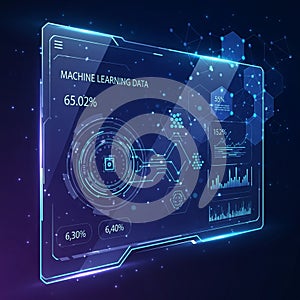 Futuristic interface displaying machine learning data analytics