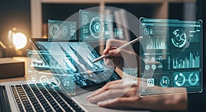 Digital technology and cybersecurity data analysis futuristic interface computer screen cyber security concepts