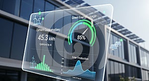 Solar Energy Management System Interface Displayed on Transparent Screen