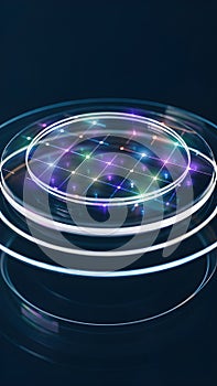 Futuristic Holographic Data Grid Interface Close Up