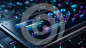 Floating Neon Indicators Futuristic Interface