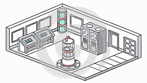 Futuristic Isometric Data Center Server Room, vector design Generative AI
