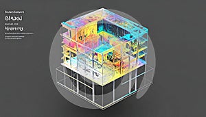 Futuristic Isometric Data and Technology Structure