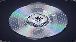 Futuristic 4K Resolution Disc with 3840x2160 Grid Overlay