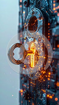 Futuristic Key Unlocks Glowing Digital Security