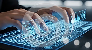 Futuristic Keyboard with Holographic Interface