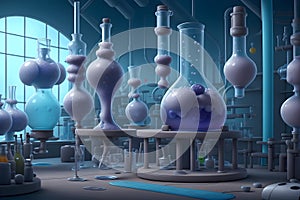 A futuristic laboratory filled with mysterious beakers and bubbling concoctions generated by Ai