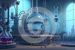 A futuristic laboratory filled with mysterious beakers and bubbling concoctions generated by Ai