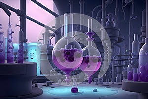 A futuristic laboratory filled with mysterious beakers and bubbling concoctions generated by Ai