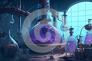 A futuristic laboratory filled with mysterious beakers and bubbling concoctions generated by Ai