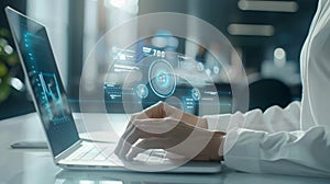 The futuristic laptop interface.AI generated image