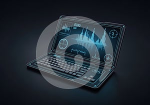 Futuristic laptop with a sleek black