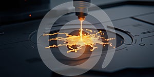 futuristic laser creating intricate patterns on high tech surface