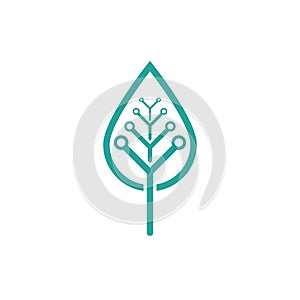 Futuristic leaf logo template for technology companies