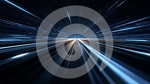 Futuristic light speed lines in digital space horizon