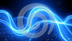 Futuristic Light Waves Blue White Flowing Through Cosmic Space