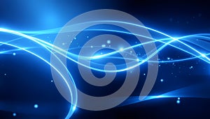 Futuristic Light Waves Flowing Through Dark Starry Cosmic Void