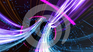 Futuristic lights digital data transfer technology background