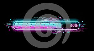 Futuristic Loading Progress Bar with Glitch Effect