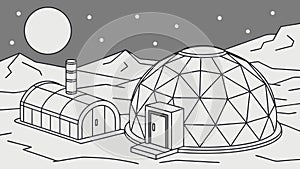 Futuristic Lunar Base with Geodesic Domes, vector design Generative AI