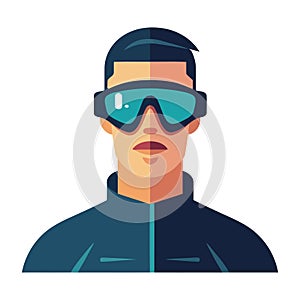 A futuristic man in protective eyewear