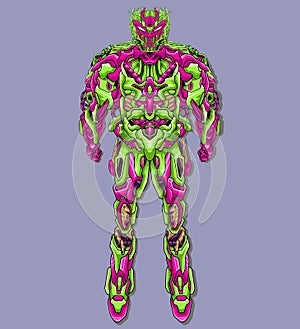 Futuristic mecha robot made with arms illustration head hands body legs