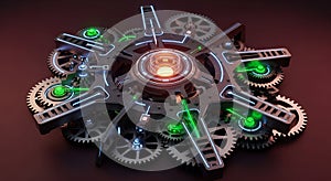 Futuristic Mechanical Core with Glowing Energy