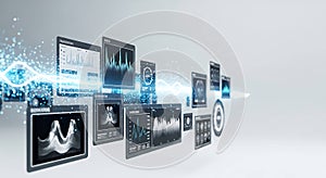 Futuristic medical data visualization and AI diagnostics