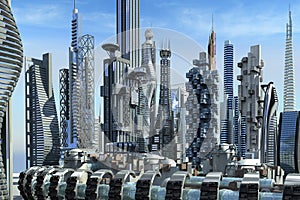 Futuristic mega city architecture