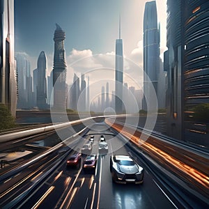 Futuristic megacity, Sprawling metropolis of the future with towering skyscrapers and bustling streets filled with hovercars3 photo