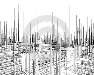 Futuristic Megalopolis City Of Skyscrapers Vector photo